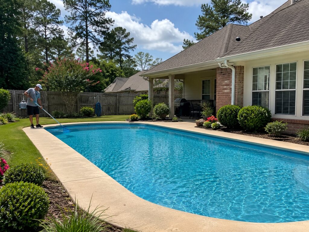 Residential swimming pool in the Jackson, Mississippi area with local pool service
