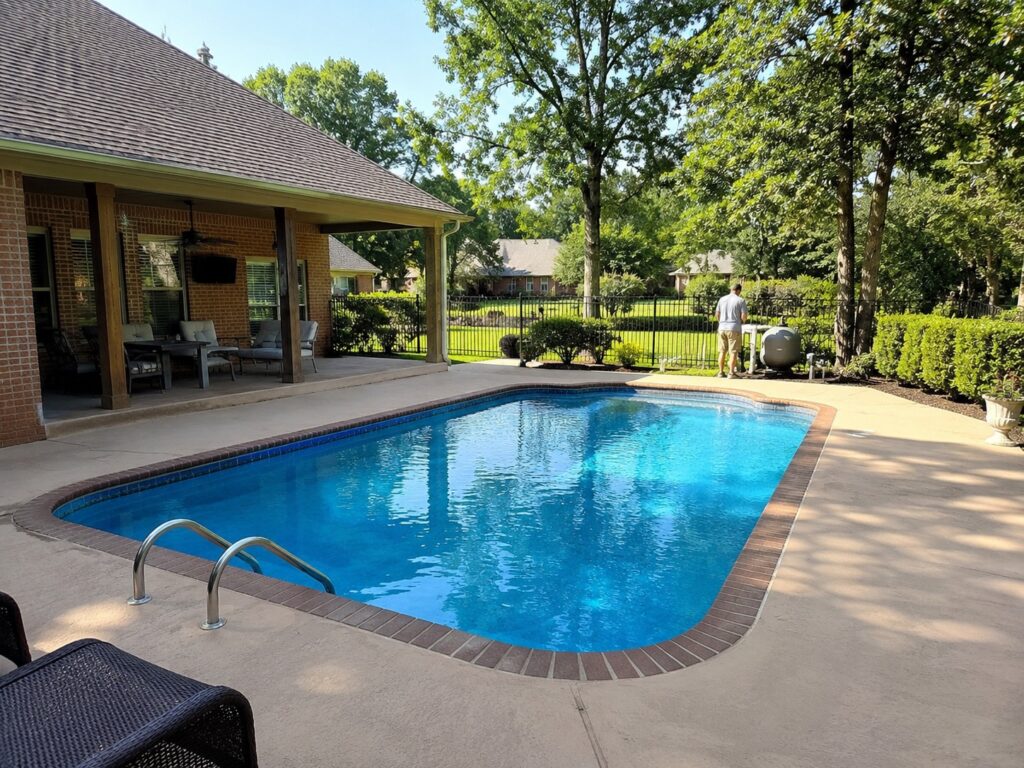 Backyard swimming pool in Brandon, Mississippi for residential pool service